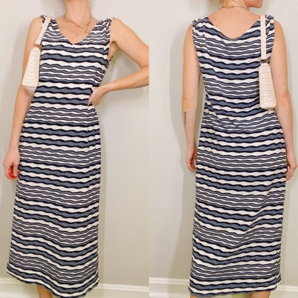 Sharagano Funky Y2K Grey Wavy Midi Dress, size 12 - Picture 2 of 6